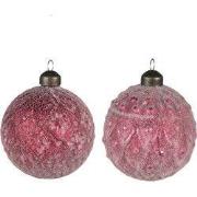 Clayre & Eef Kerstbal Set van 2 Ø 8 cm Rood Glas