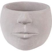 Clayre & Eef Bloempot Gezicht 17x15x10 cm Grijs Steen