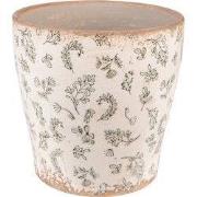 Clayre & Eef Bloempot Ø 17x16 cm Groen Beige Keramiek Bloemen