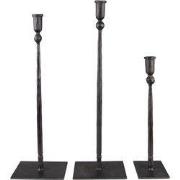 Clayre & Eef Kandelaar Set van 3 35 / 49 / 52 cm Zwart IJzer