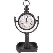 Clayre & Eef Tafelklok 15x11x34 cm Zwart Metaal