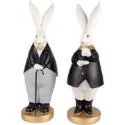 Clayre & Eef Beeld Konijn 13x11x34 / 13x11x34 cm Zwart Grijs Polyresin