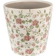 Clayre & Eef Bloempot Ø 19x18 cm Roze Beige Keramiek Bloemen