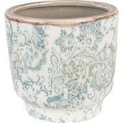 Clayre & Eef Bloempot Ø 15x14 cm Groen Beige Keramiek Bloemen