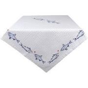 Clayre & Eef Tafelkleed 150x150 cm Wit Blauw Katoen Vissen