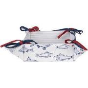 Clayre & Eef Broodmand 35x35x8 cm Wit Blauw Katoen Vissen