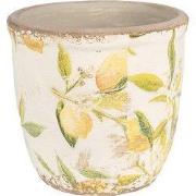 Clayre & Eef Bloempot Ø 14x13 cm Geel Keramiek Citroen