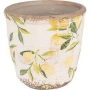 Clayre & Eef Bloempot Ø 11x10 cm Geel Keramiek Citroen