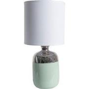 Clayre & Eef Tafellamp Ø 15x33 cm Wit Zilverkleurig Keramiek