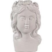 Clayre & Eef Bloempot Hoofd 20x17x30 cm Grijs Steen