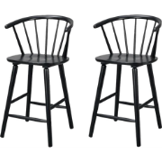 Carmen houten spijlen barkruk zwart - 65 cm - set van 2