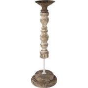 Clayre & Eef Kandelaar 51 cm Wit Bruin Hout