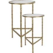 Clayre & Eef Bijzettafel Set van 2 Ø 35 Ø 30 cm Goudkleurig IJzer