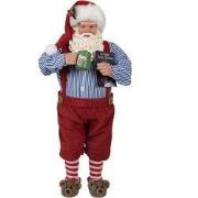 Clayre & Eef Beeld Kerstman 28 cm Rood Kunststof