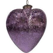 Clayre & Eef Kerstbal Hart 9 cm Paars Glas