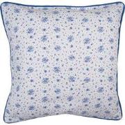 Clayre & Eef Kussenhoes Wit Blauw Katoen Roosjes