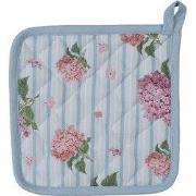 Clayre & Eef Pannenlap 20x20 cm Blauw Roze Katoen Hortensia