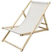 Opklapbare houten ligstoel 3 ligposities tot 120 kg Beige