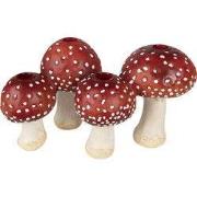 Clayre & Eef Kandelaar Paddenstoel 17 cm Rood Wit Polyresin
