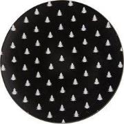 Clayre & Eef Onderbord Ø 33 cm Zwart Wit Kunststof Kerstbomen