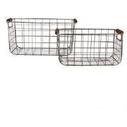 Clayre & Eef Opbergmand Set van 2 37x23x18 cm Grijs Bruin Metaal