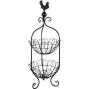 Clayre & Eef Rek met Twee Mandjes Ø 26x72 cm Zwart IJzer Kip