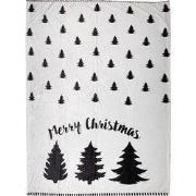 Clayre & Eef Plaid 130x170 cm Wit Zwart Polyester Kerstbomen