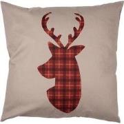 Clayre & Eef Kussenhoes 45x45 cm Rood Bruin Polyester Hert