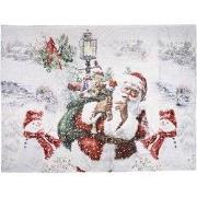 Clayre & Eef Plaid 130x170 cm Wit Rood Polyester Kerstman