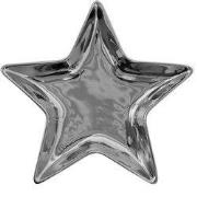 Clayre & Eef Decoratie schaal Ster 20x19 cm Zilverkleurig Keramiek