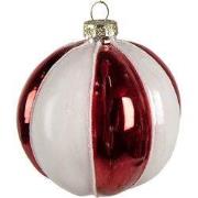 Clayre & Eef Kerstbal Ø 8 cm Rood Wit Glas