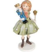 Clayre & Eef Decoratie Beeld Kind 12 cm Groen Polyresin