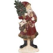 Clayre & Eef Beeld Kerstman 9x4x23 cm Rood Polyresin