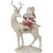 Clayre & Eef Beeld Kerstman 31 cm Rood Wit Polyresin