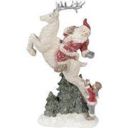 Clayre & Eef Beeld Kerstman 33 cm Rood Wit Polyresin