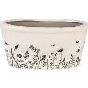 Clayre & Eef Bloempot 27x13x14 cm Beige Zwart Keramiek Bloemen