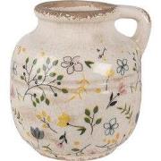 Clayre & Eef Decoratie Kan Ø 12x14 cm Beige Geel Keramiek Bloemen