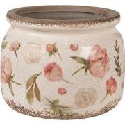 Clayre & Eef Bloempot Ø 20x15 cm Beige Roze Keramiek Bloemen