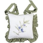 Clayre & Eef Kussenhoes Stoelkussen 40x40 cm Wit Katoen Olijven