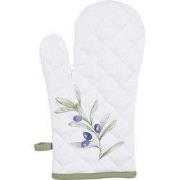 Clayre & Eef Ovenwant 18x30 cm Wit Katoen Olijven