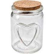 Clayre & Eef Voorraadpot Ø 7x10 cm Transparant Glas Hartjes