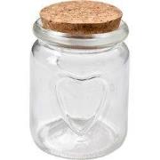 Clayre & Eef Voorraadpot Ø 6x8 cm Transparant Glas Hartjes