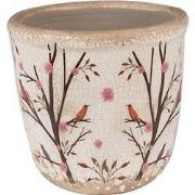 Clayre & Eef Bloempot Ø 11x10 cm Beige Bruin Keramiek Takken