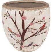 Clayre & Eef Bloempot Ø 18x17 cm Beige Bruin Keramiek Takken