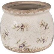 Clayre & Eef Bloempot Ø 16x13 cm Beige Blauw Keramiek Olijven