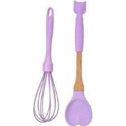 Clayre & Eef Keukengerei set van 2 Uil 28x6 / 26x6 cm Paars Kunststof