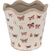 Clayre & Eef Bloempot Ø 19x18 cm Beige Roze Keramiek Vlinders