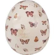 Clayre & Eef Decoratie Ei Ø 14x16 cm Beige Roze Keramiek