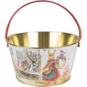 Clayre & Eef Decoratie Mand Ø 19x10 cm Wit Aluminium Konijn