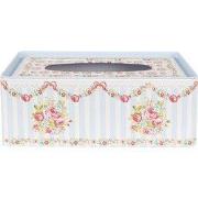 Clayre & Eef Tissue Box 23x13x10 cm Blauw Aluminium